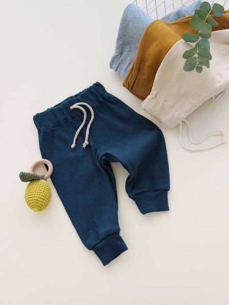 Трикотажні дитячі спортивні штани в рубчик від 0 до 24 місяців сині trousers021_56 фото