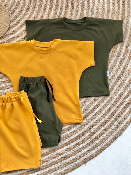 Костюм футболка та шортики 104 см Гірчичний short_futbolka001_104 фото